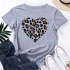 Zomer Dames Bedrukte Luipaardprint Hartvormige Losse Ronde Hals Puur Katoen Korte Mouw T-shirts Dames