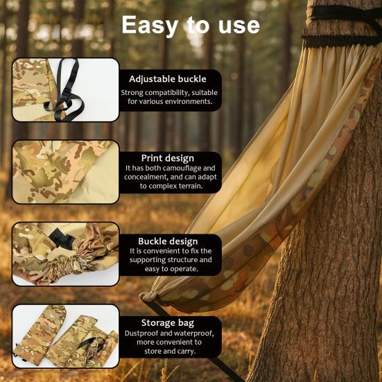 Low Down Jagdbaumsitz 360 Grad Drehbar Tragbar Leicht Jagd-Camouflage Hängemattensessel Schwerlast Outdoor Campinghocker auf Baum