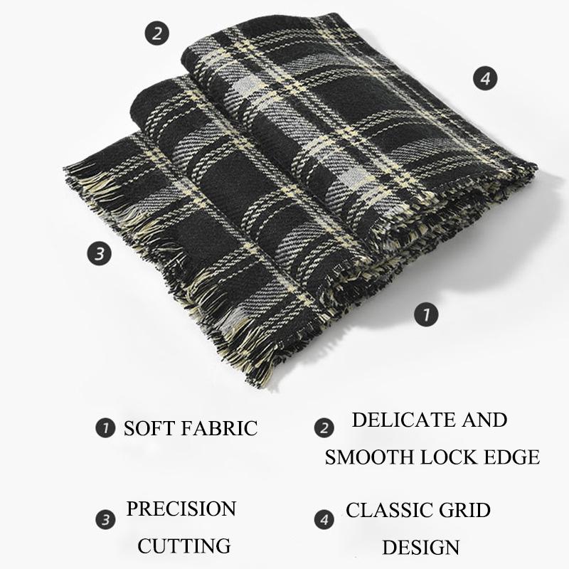 Scarf Men'S Winter 2024 New Versatile Korean Plaid Scarf For Women To Give As A Gift To Their Boyfriend, Couple Scarf For Warmth