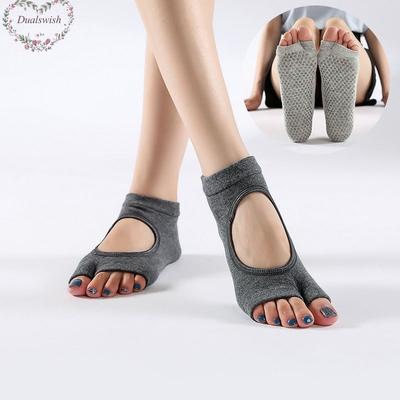 Breathable Yoga Socks Sweat Absorbing Backless Five Finger Silicone Dot Anti Slip Yoga Pilates Dance Toe Socks