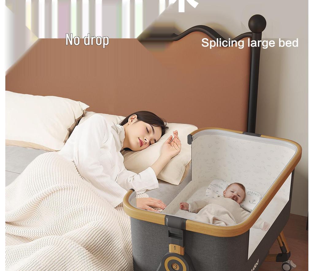 Movable Rocking Bassinet & Foldable Baby Crib: Portable 2-in-1 Multifunctional Bed for Newborns.