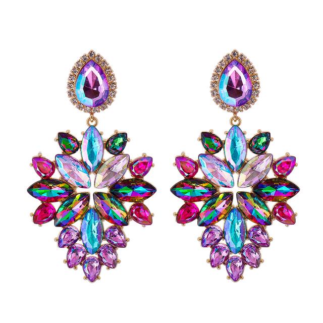 2022 New Products 16 Colors New Rhinestones Jewelry Statement Earrings Big Glass Drop Earrings for Women Fashion Accessories