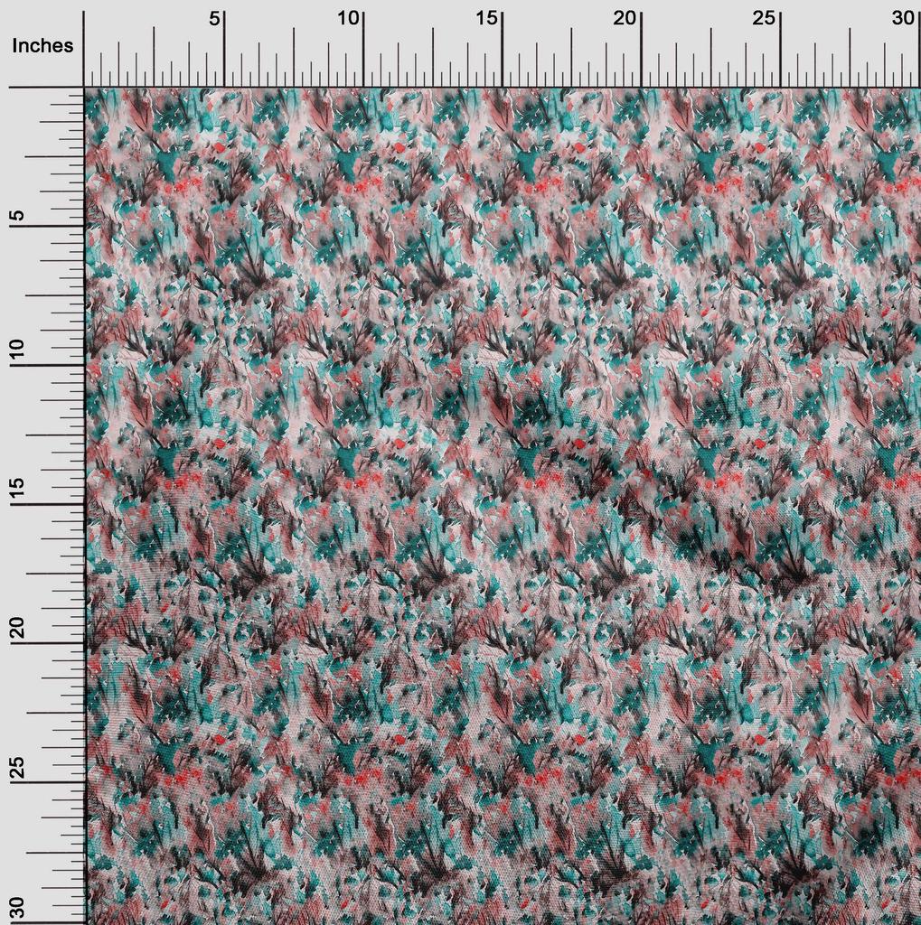 oneOone Cotton Flex Dusty Teal Green Fabric Abstract Floral Sewing Material Print Fabric By The Yard 40 Inch