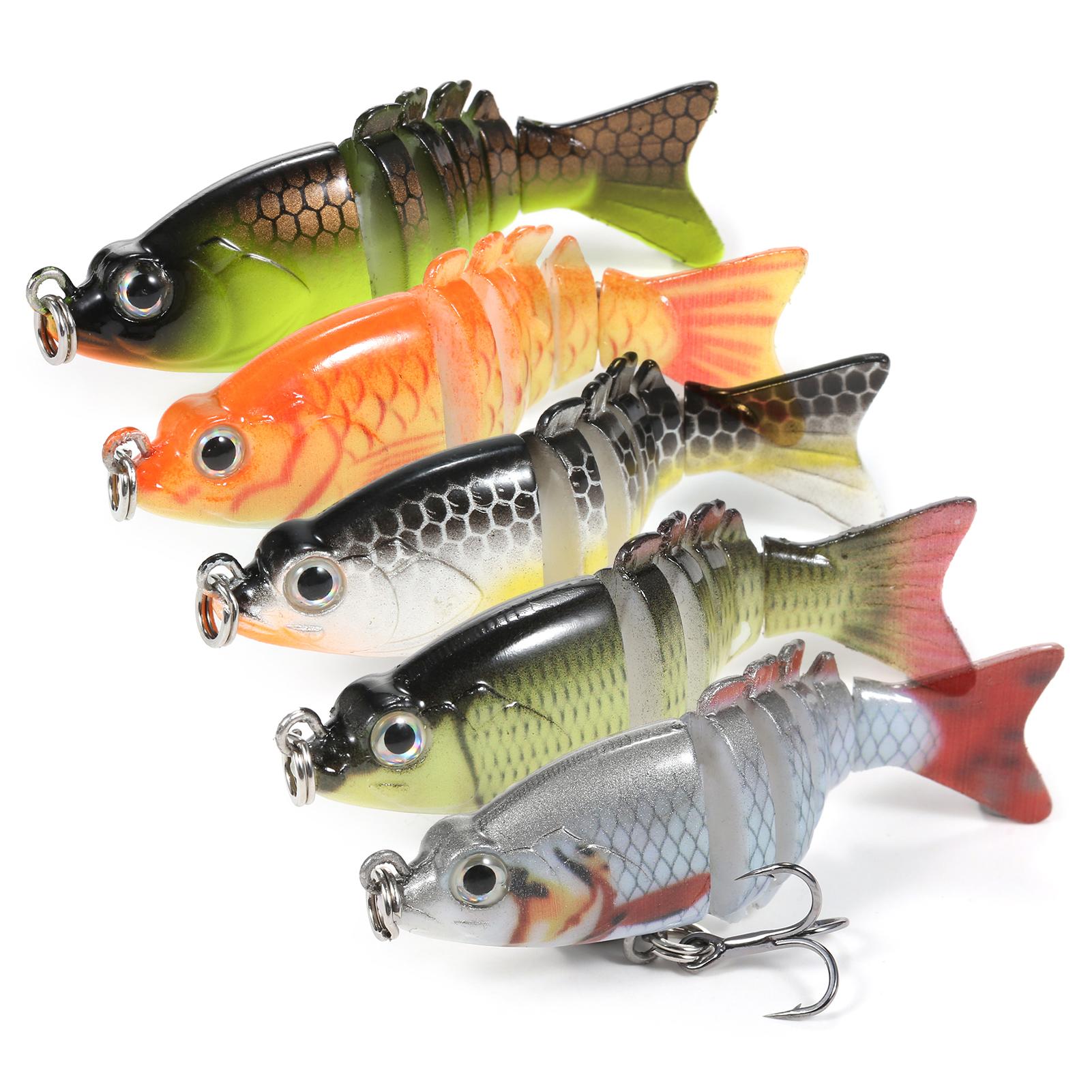 5 unidades Swimbait Multiarticulado 6cm 4.7g 6 Segmentos Artificial Realista Mini Isca Rígida de Natação Crankbait 5pcs set black