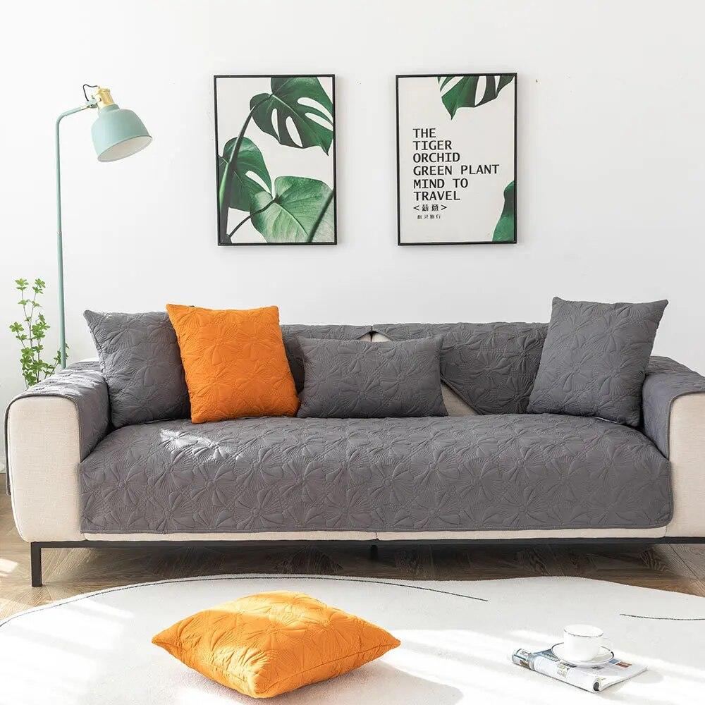 

Хлопчатобумажная подушка для дивана с вышивкой, универсальный чехол для дивана для гостиной, четыре сезона, нескользящий однотонный современный светильник, роскошная ткань 70x70cm 1pcs