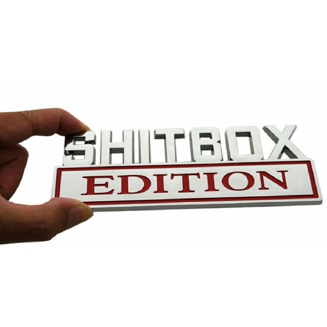 1x Big Shitbox Edition Decals Car Sticker 3D Raised Letter Emblem Chrome Red