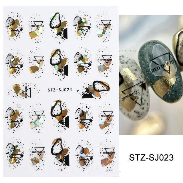 3D Fall Nail Stickers Gold Leaf Cotton Flowers Transfer Decals Nail Adhesive Sliders Manicure 2023 Autumn Decorations TRSTZ-SJ