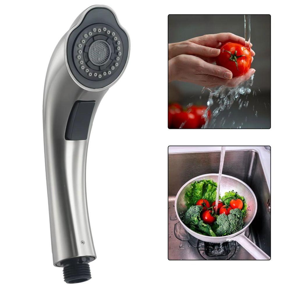 

Single Hole Kitchen Sink Tap High Pressure Nozzle Spray Head Practical Pull-Down Faucet Hotel срібний