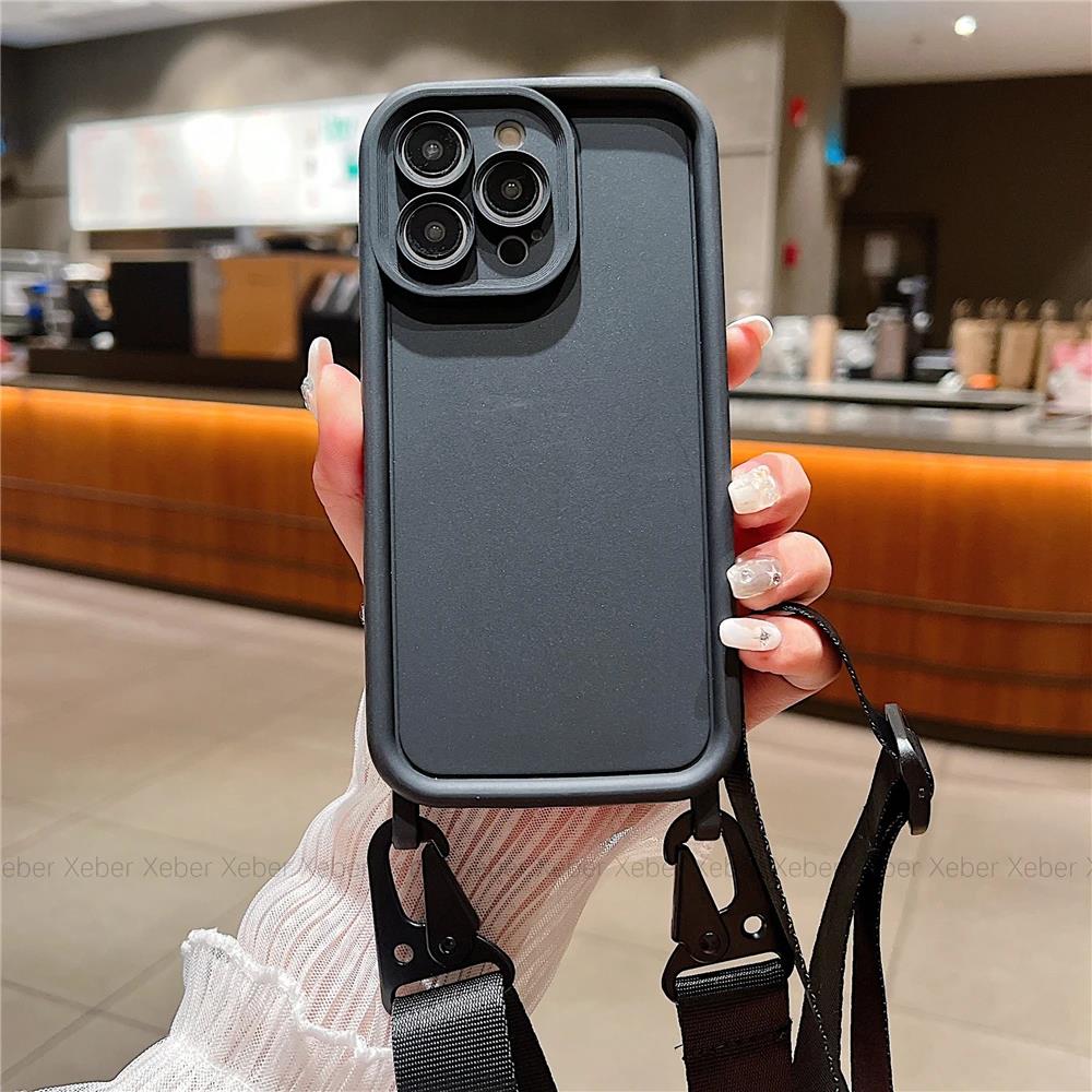Crossbody Cord Rope Lanyard Phone Case for IPhone 17Air 16 14 11 12 13 15 Pro Max XS XR 8 7 Plus Shockproof Soft Silicone Cover