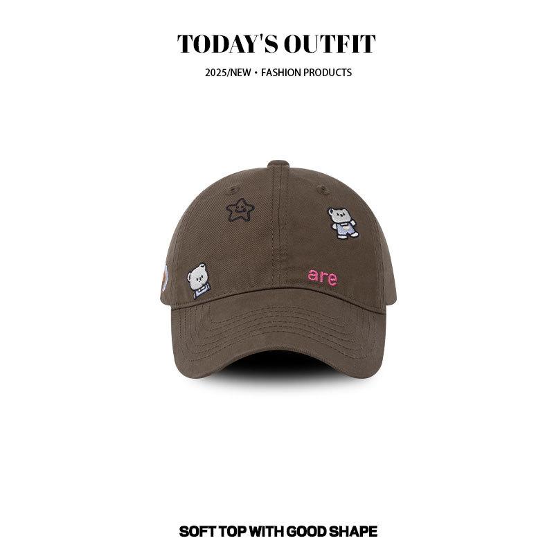 

Couple s Stylish and Versatile Bear Embroidered Pink Baseball Hat