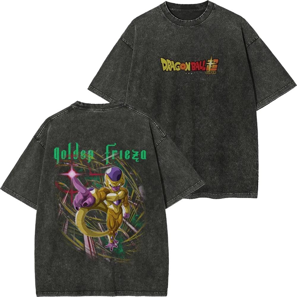 Dragon Ball Retro Washed T-shirt Wukong Demon Man Buou Pure Cotton Cartoon Men's and Women's Animation Short-sleeved Clothing