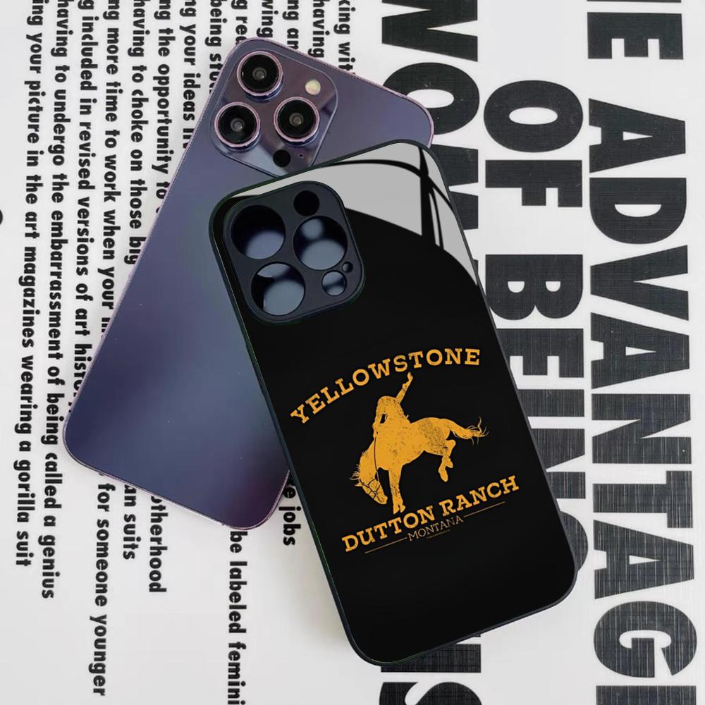 Yellowstone TV Series Phone Case for Iphone 17 16 15 14 12 11 13 Pro Max Mini X Air Puls Black Glass Cover