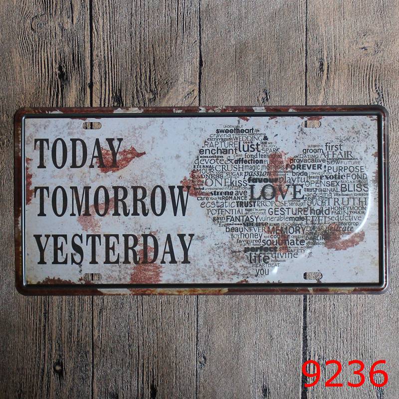 Mfoever European American Retro License Plate Antique Tin Painting Coffee Shop Bar Shop Restaurant Fashion Home Wall Hanging Fashion Personality