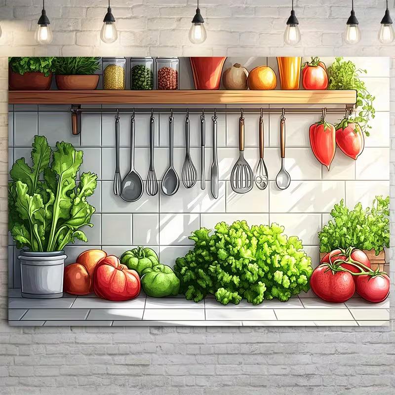 2D Flat Print Farm Fresh Produce Backdrop Cooking Party Background Cloth