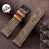 Echtes Leder Nylon Uhrenarmband 18mm 20mm 22mm Universelle Uhrenarmbänder Herren Damen Vintage Gewebe Schnellverschluss Armband Armband