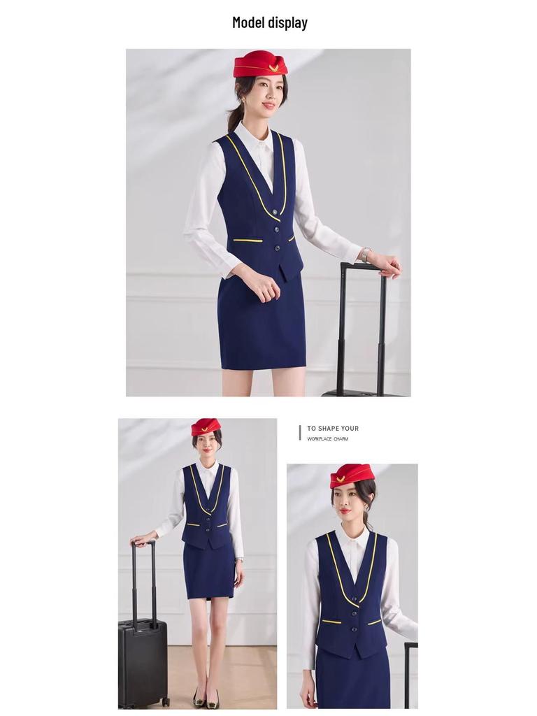2026 Women's Professional Vest Suit - Spring/Summer New Style: Elegant Receptionist & Flight Attendant Workwear