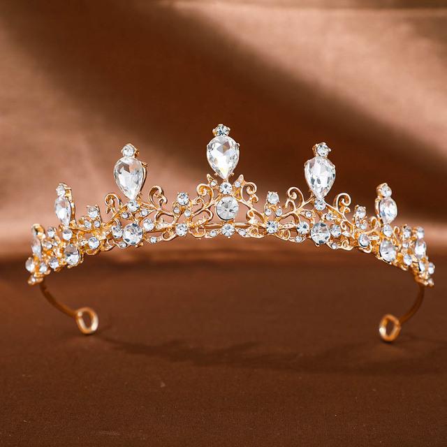 

1Pc Golden Baroque Crystal Tiaras And Crowns For Women Bride Rhinestone Prom Diadem Headband Bridal Wedding Hair Accessories