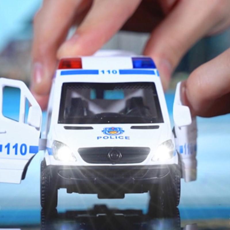 1Pc Boys Toys 1:32 Mini Car Diecast Ambulance Fire-Truck Policecar Model Sound And Light Vehicle Simulation Collection Gifts