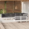 8 Piece Garden Lounge Set with Cushions White Solid Pine Wood