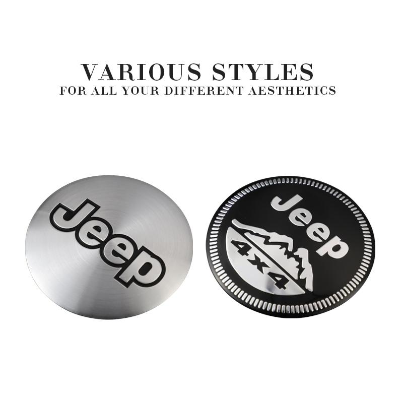 4 Pièces 56mm Emblème de Voiture Cache-Moyeux Centraux de Roue Auto Accessoires Autocollants Pour Jeep Wrangler Renegade Compass Grand Cherokee Patriot
