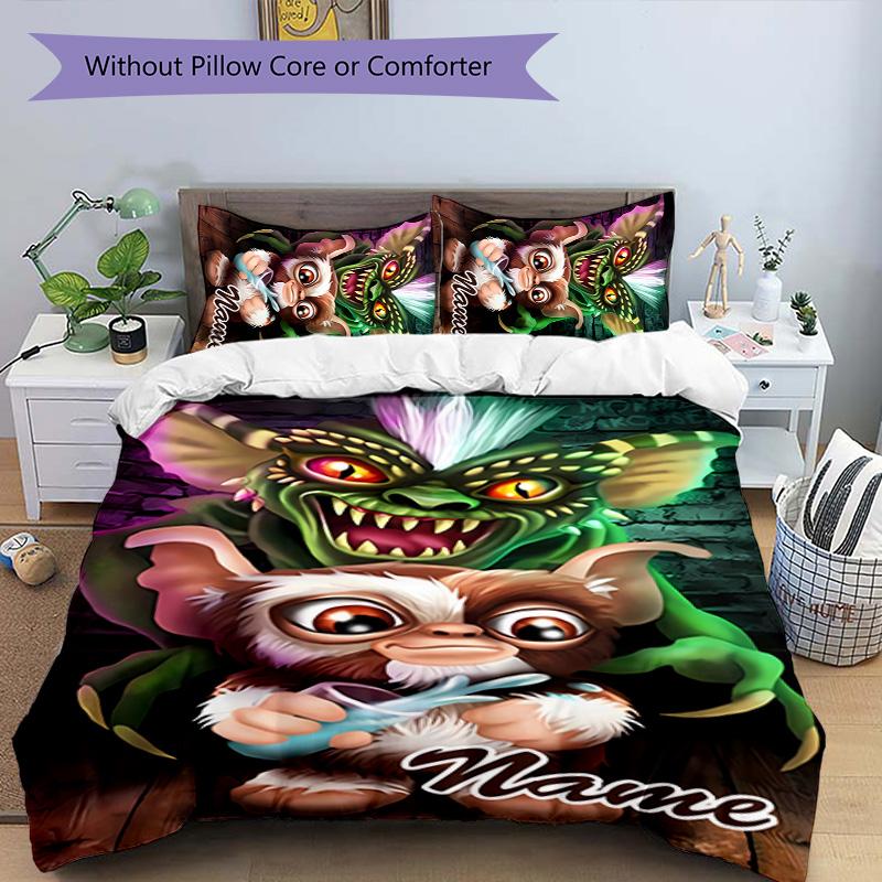 3pcs Gremlin1 Cover Set - Personalized Name, HD Printed Bedding with 1 Cover and 2 Pillowcases - Perfect for Home Decor, Easy Care