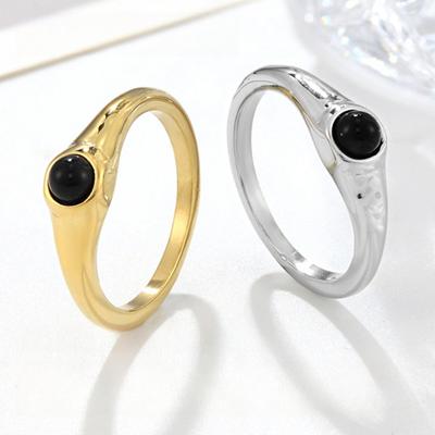 Black Agate Cold Wind Ring, Personality Trend Fashion Ring, Retro Titanium Steel