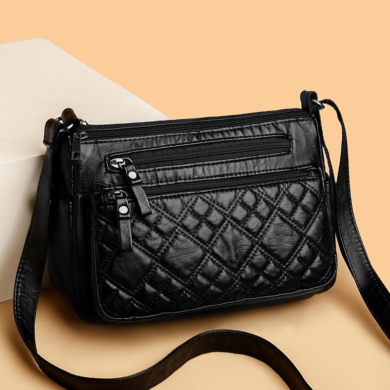 Soft Leather Mother Bag Women's Crossbody Bag Multi-Layer Large Capacity Shoulder Bag