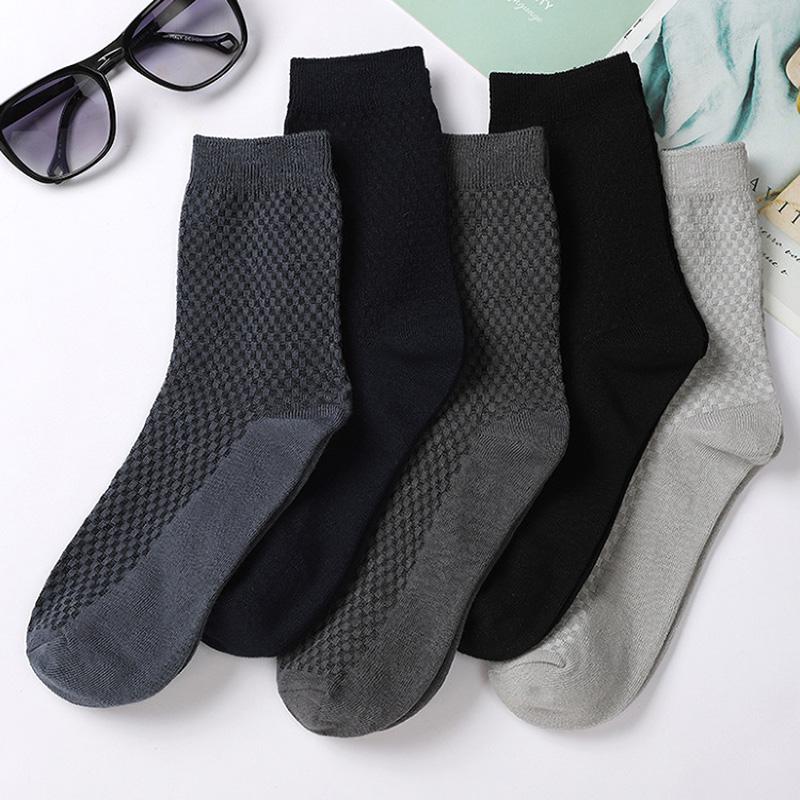 5 Pairs High Quality Bamboo Fiber Men Socks Business Breathable Deodorant Compression Socks Men Long Big Size EU39-47 Large Plus