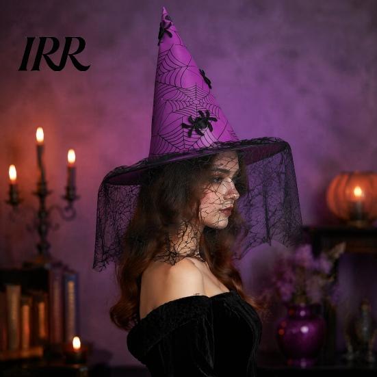 Costume Accessories for Carnival Nights Halloween Witch Hat, with Lace Mesh And Simulated Spiders, Gothic Style Holiday Photo Props Accessory, Parties