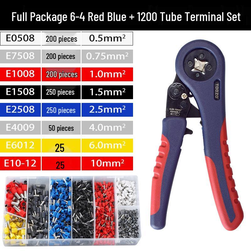 Electrician's Tube and Pin Terminal Crimping Pliers with Cold-Pressed Wire Functionality
