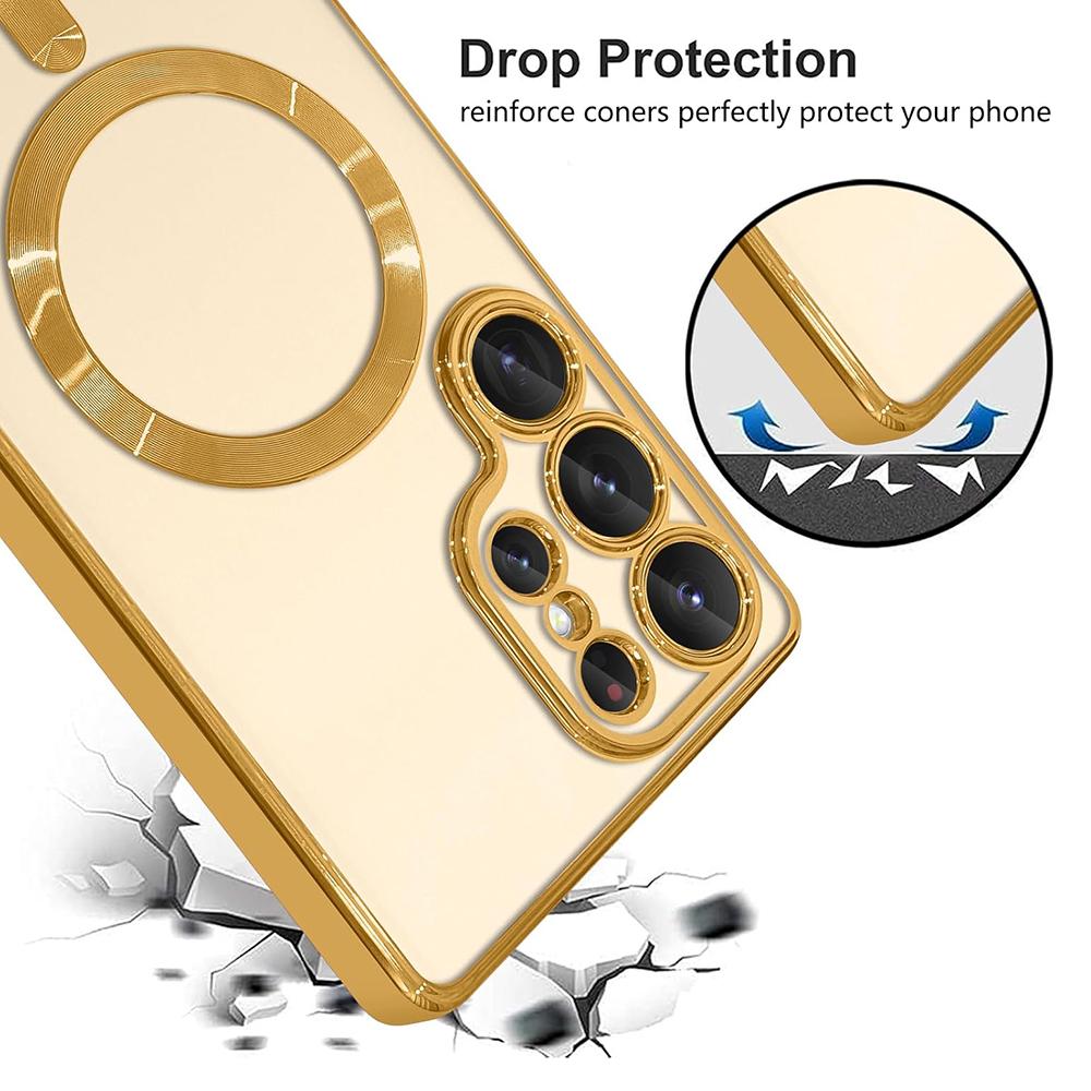 Starke magnetische Magsafe-Hülle für Samsung Galaxy S25 EDGE S24 S23 S21 FE S22 Ultra Plus Luxuriöse Beschichtung Silikon Weiche Klare Hülle