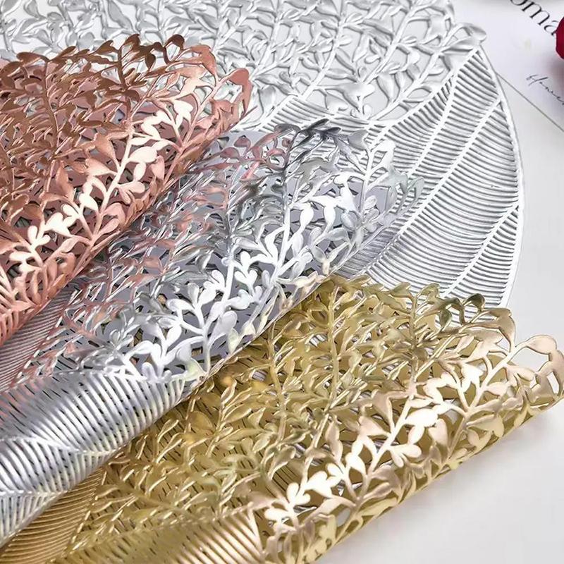 1pc Flower Round Placemat PVC Table Mats Heat Resistant Dining Table Decorative Mat Home Party Wedding Christmas Decoration