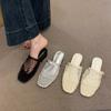 New Style Women's Slippers with Wedge Heels Thick Soles Hollowed-out Toe Caps and Half Shoes