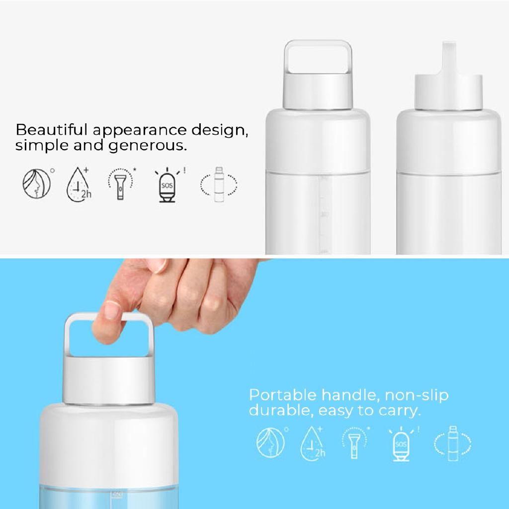 1200mAh Rechargeable Hydrogens Rich Water Multifunction Water Pure Bottle 500-1000ppb Spray With Light Drinking Remind 500ml