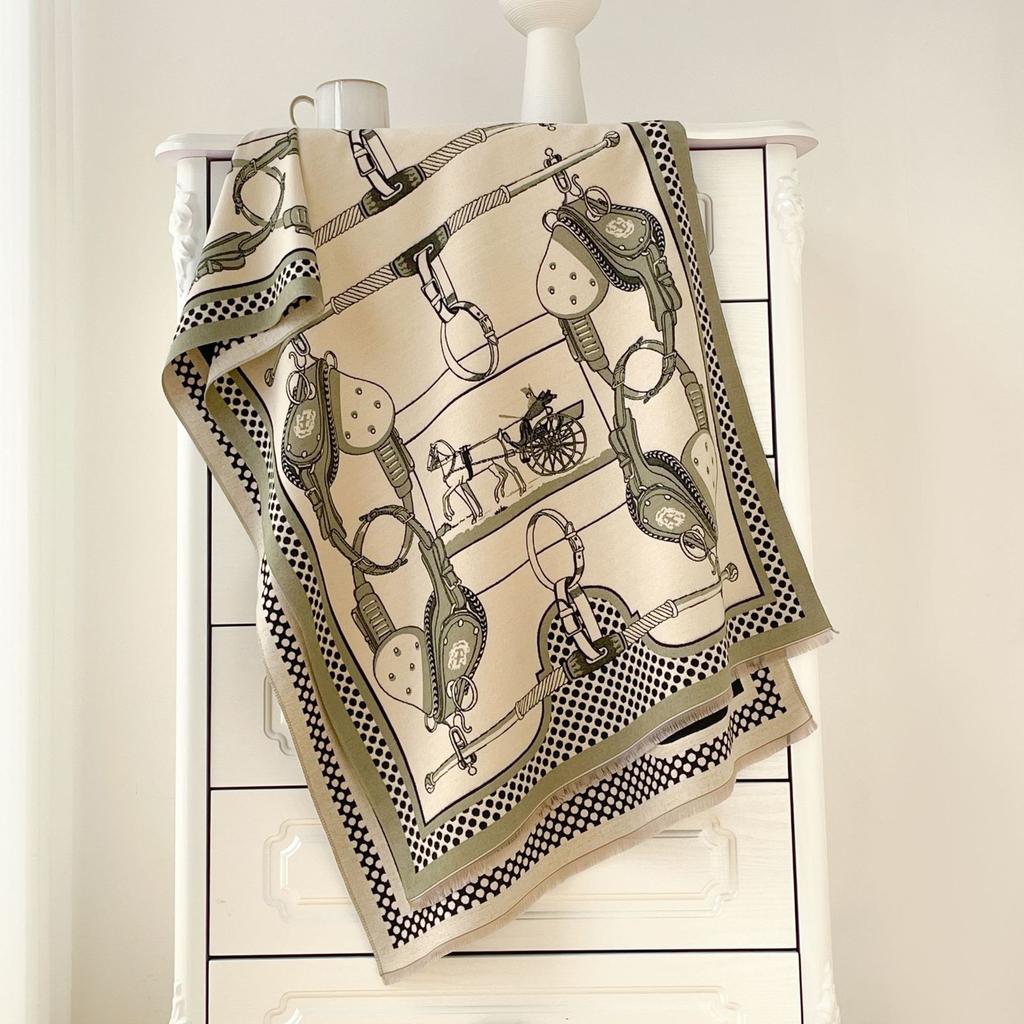 2024 Autumn/Winter New Color Blocked Imitation Cashmere Women'S Tassel Shawl Thickened Warm Double Sided Jacquard Wool Scarf