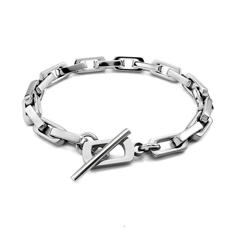 

Stainless Steel Geometric Link Chain Bracelets for Women men T bar Lock Clasp Hand Jewelry Gifts Trendy Bracelets