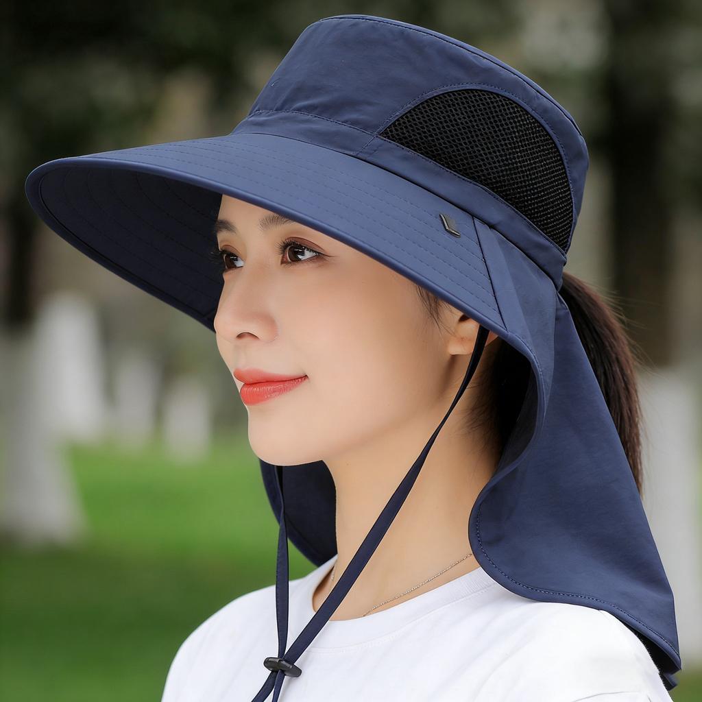 Sun protection hat, outdoor fisherman's hat, detachable face mask, quick-drying hat, large brim hiking hat
