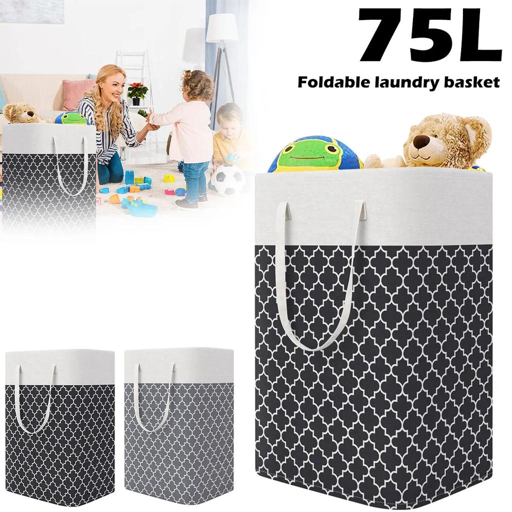Cesto de Lavandería Grande Portátil Plegable Bolsa de Almacenamiento de Lavandería para el Hogar Cesto de Algodón Lino para Juguetes de Niños Cesto para Ropa Sucia Dormitorio