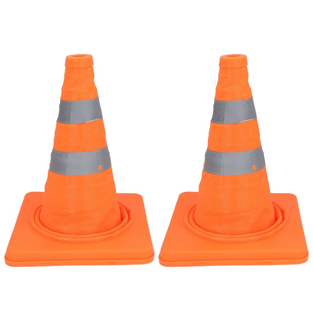2Pcs Traffic Safety Cones Foldable Multi Purpose Pop Up Cone with Reflective Collar Orange for