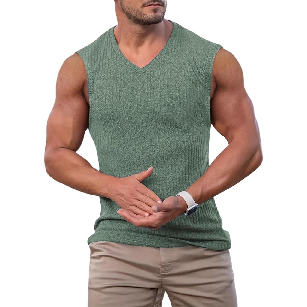 Herren Trainings Tops Sommer Fitnessstudio Fitness Sportliche Tanktops Lässig V-Ausschnitt Textur Muscle Fit Bequem Schnelltrocknend Westen