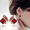 Geometric Crystal Diamond Stud Earrings Wing Shape Design Fashion Jewelry for Women and Girls Elegant Statement Accessory
