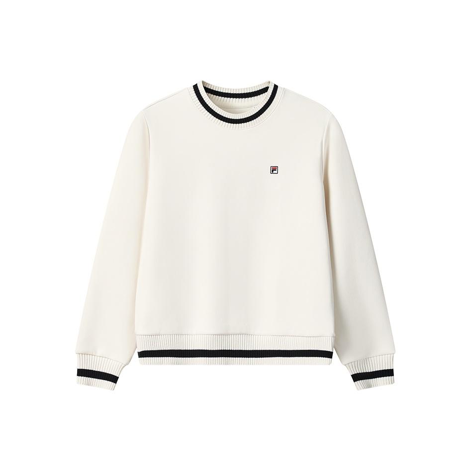 

FILA Heritage Fashion Classic Comfortable French Knit Pullover Sweatshirt Women sweatshirt Fog-Lotus-White F11W548202FIV L