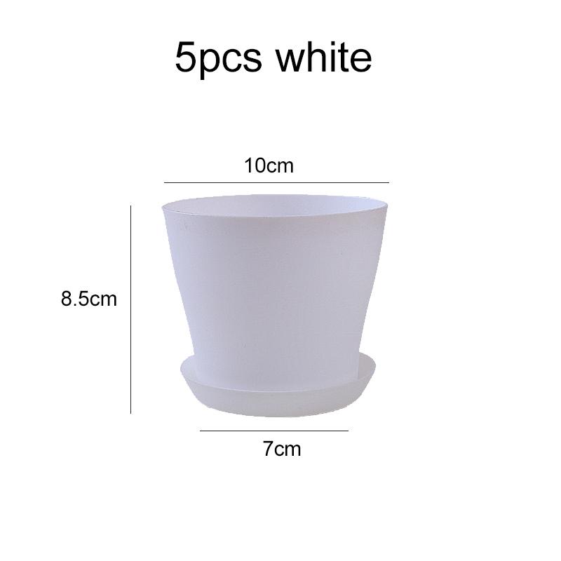 5pcs Mini Flower Pot with Tray Thickened Resin Plastic Ventilation Balcony Desktop Decoration Greenery Succulent Gardening TMZ