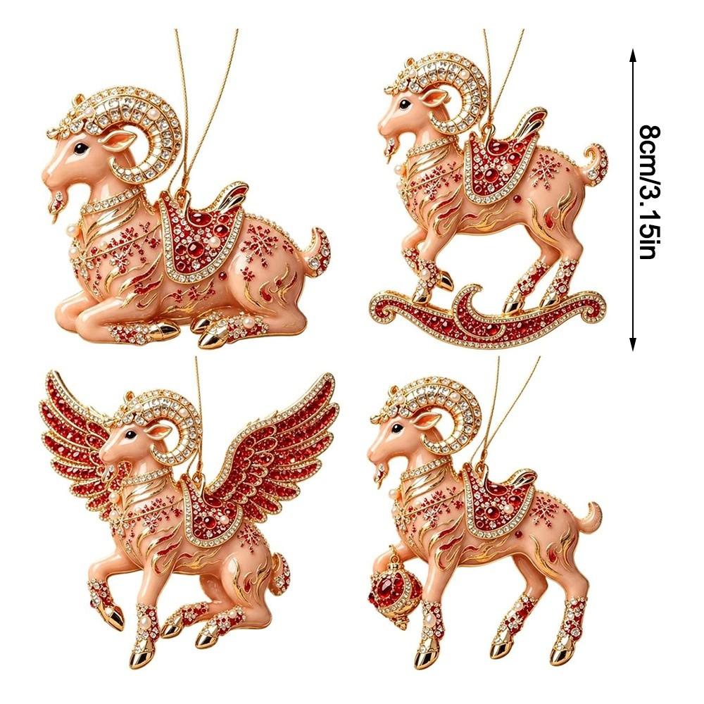 Acrylic Goat Pendant Shining Animal Hanging Decoration Zodiac Goat Souvenir  Holiday Party Decor