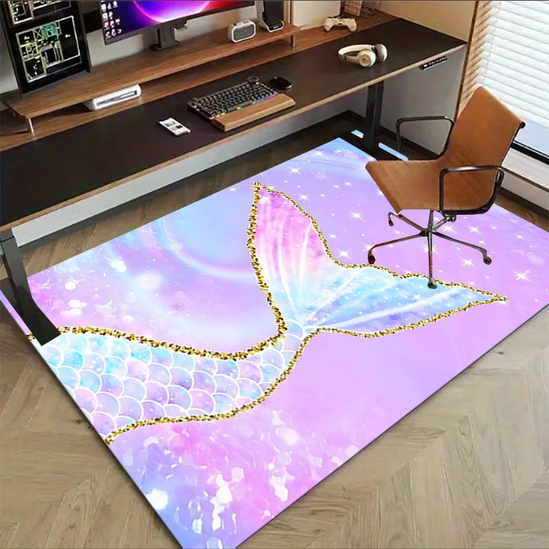 1PC Mermaid Tail Non-Slip Floor carpet, Office, family, bedroom, Studio - Large Area Rug, Vibrant Colors, Longlasting Material-X420