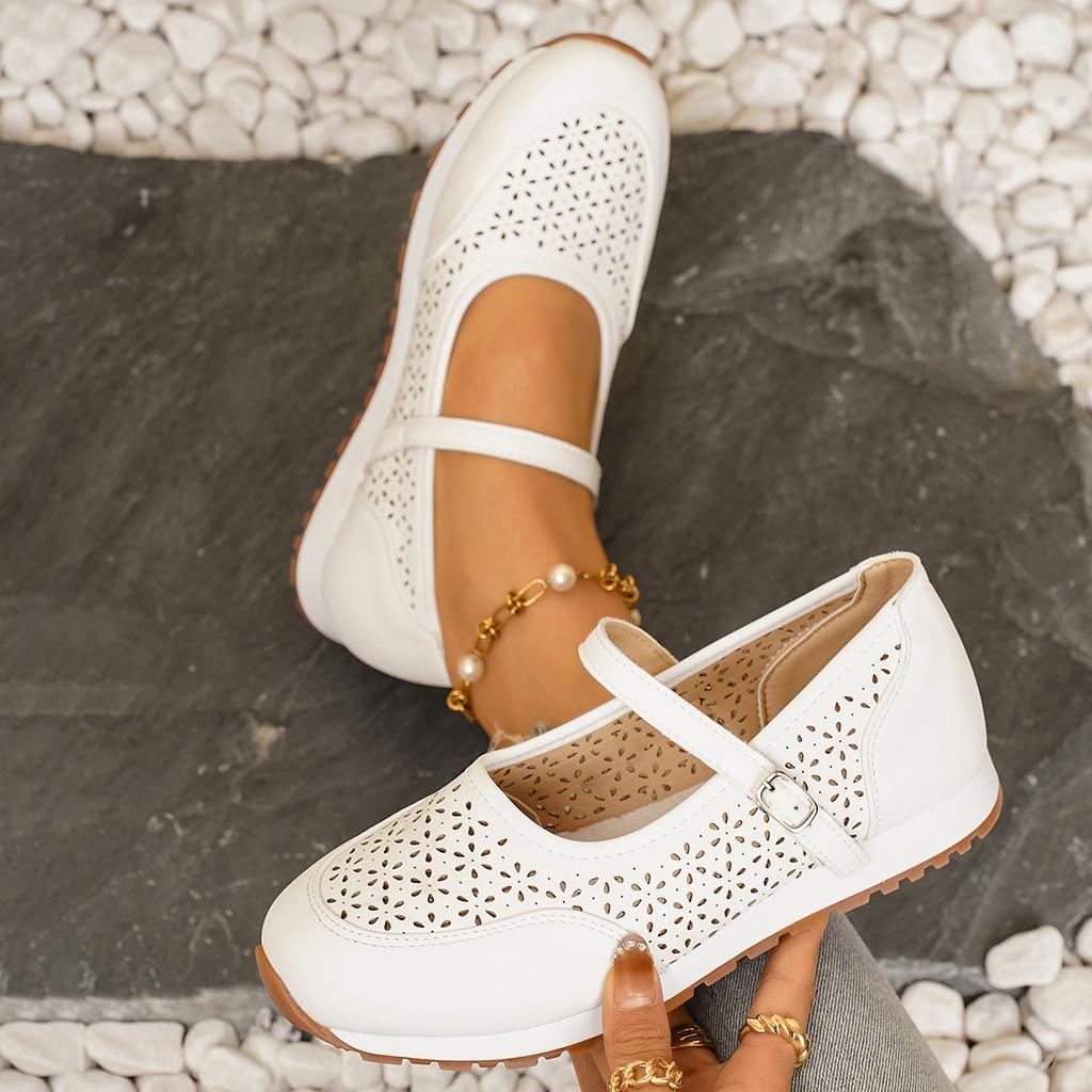 Damskie szerokie oddychające baleriny, wsuwane mokasyny z wycięciem, wygodne mokasyny dla kobiet