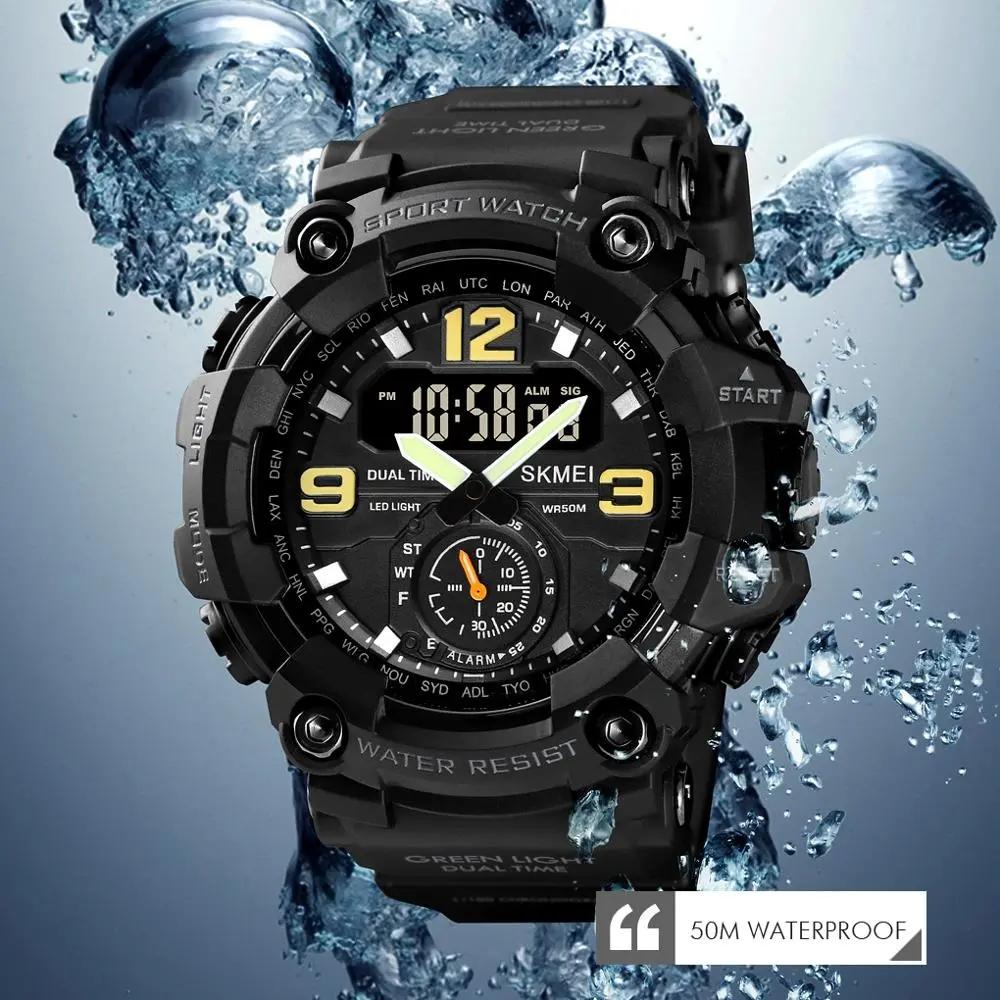 Skmei 1637 Quartz Analog Digital Original Brand Quartz LED Dual Display Chronograph Wristwatch Men Waterproof Electronic Watches