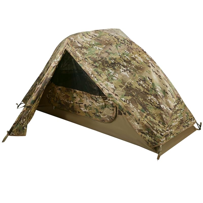 

LUCHS solo tent camping touring For one person multicam camouflage TYPE-1 military 3 seasons outdoor lightweight Easy setup freestanding Has front