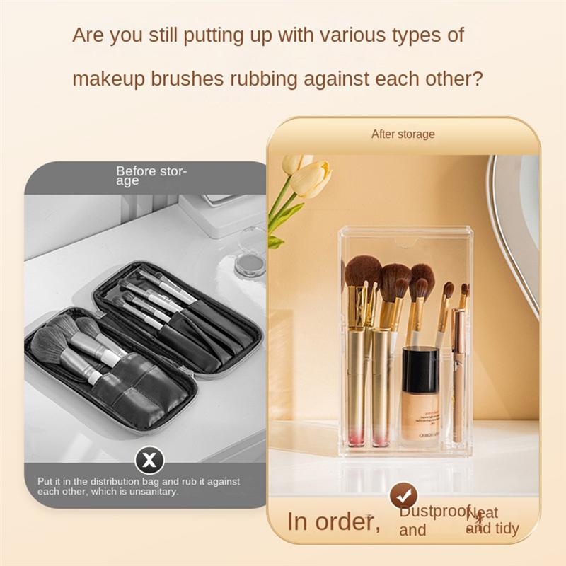 Fresh Lipstick Rack Dressing Table, Dust-Proof Desktop Cosmetics Storage Box, Large-Capacity Makeup Brush Storage Tube