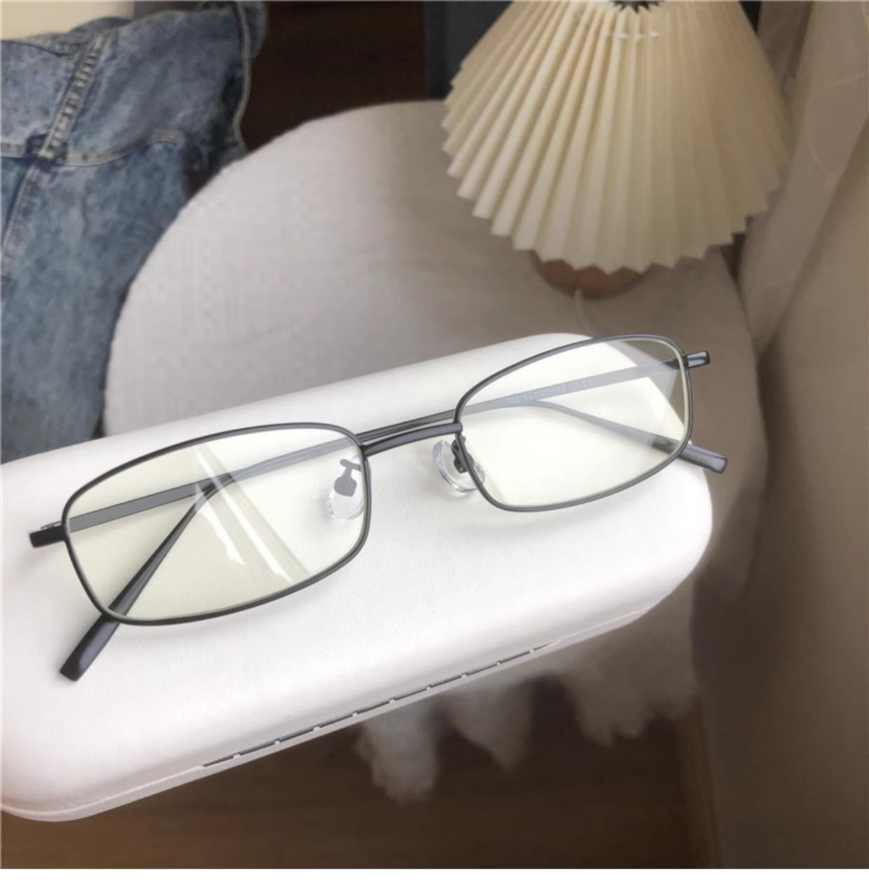 

Y2K Harajuku очки в маленькой квадратной оправе для женщин ретро серебристые металлические очки для чтения очки с блокировкой синего света чёрный